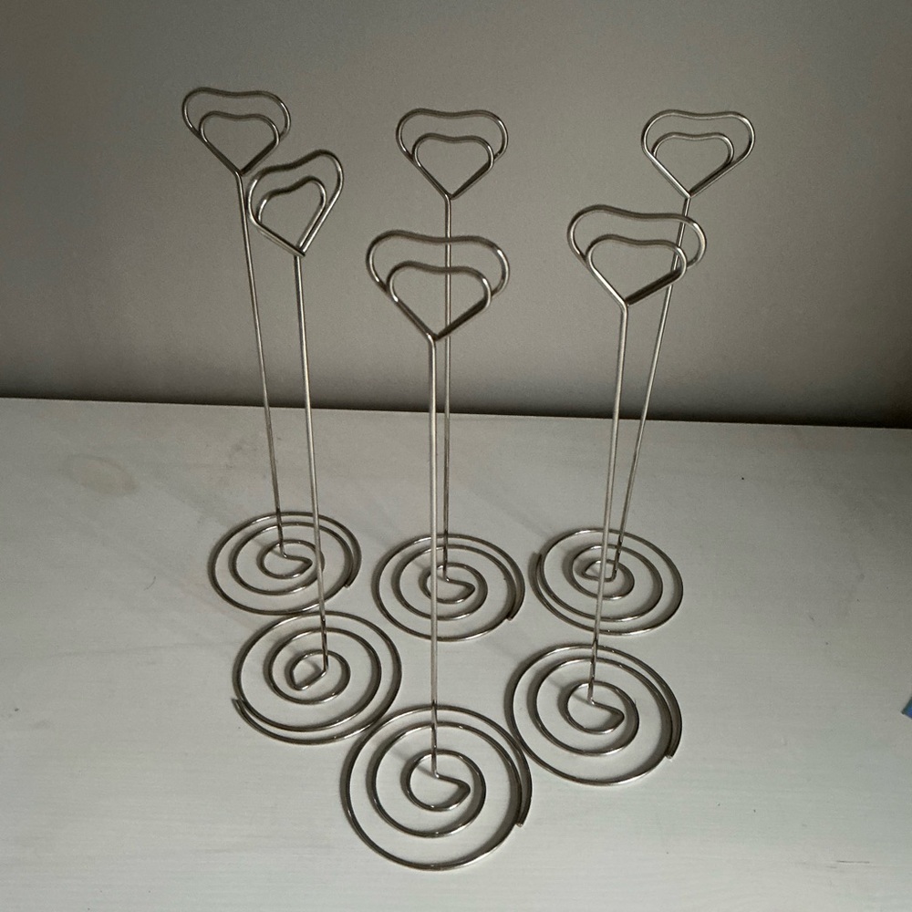 Heart Shaped Silver-tone Photo/Place Card Holder-Set of 6.